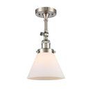 Cone Semi-Flush Mount shown in the Brushed Satin Nickel finish with a Matte White shade