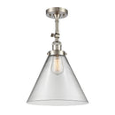 Cone Semi-Flush Mount shown in the Brushed Satin Nickel finish with a Clear shade