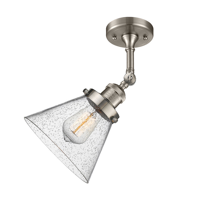 Innovations Lighting Large Cone 1 Light Semi-Flush Mount Part Of The Franklin Restoration Collection 201F-SN-G44-LED