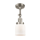 Bell Semi-Flush Mount shown in the Brushed Satin Nickel finish with a Matte White shade