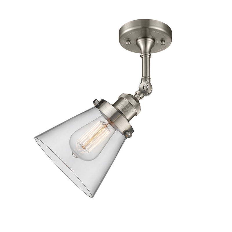 Innovations Lighting Small Cone 1 Light Semi-Flush Mount Part Of The Franklin Restoration Collection 201F-SN-G62-LED