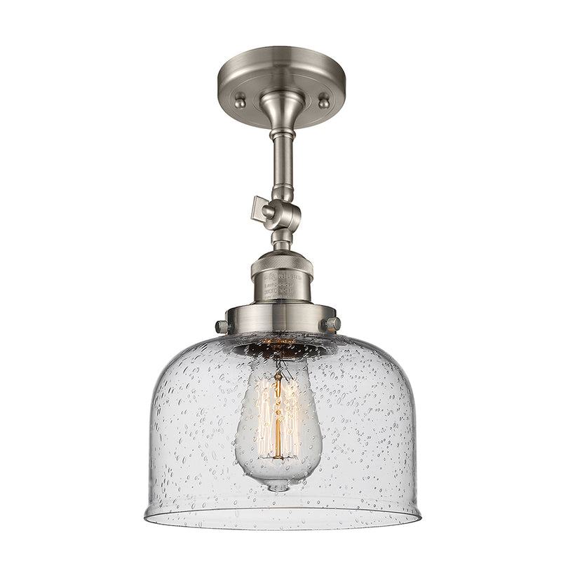 Bell Semi-Flush Mount shown in the Brushed Satin Nickel finish with a Seedy shade