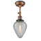 Geneseo Semi-Flush Mount shown in the Antique Copper finish with a Clear Crackled shade