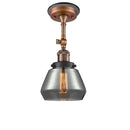 Fulton Semi-Flush Mount shown in the Antique Copper finish with a Plated Smoke shade