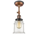 Canton Semi-Flush Mount shown in the Antique Copper finish with a Clear shade