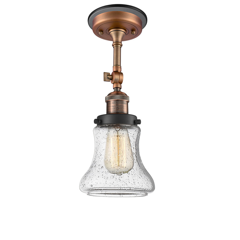 Bellmont Semi-Flush Mount shown in the Antique Copper finish with a Seedy shade