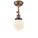 Beacon Semi-Flush Mount shown in the Antique Copper finish with a Matte White shade