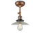 Halophane Semi-Flush Mount shown in the Antique Copper finish with a Clear Halophane shade