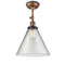 Cone Semi-Flush Mount shown in the Antique Copper finish with a Clear shade