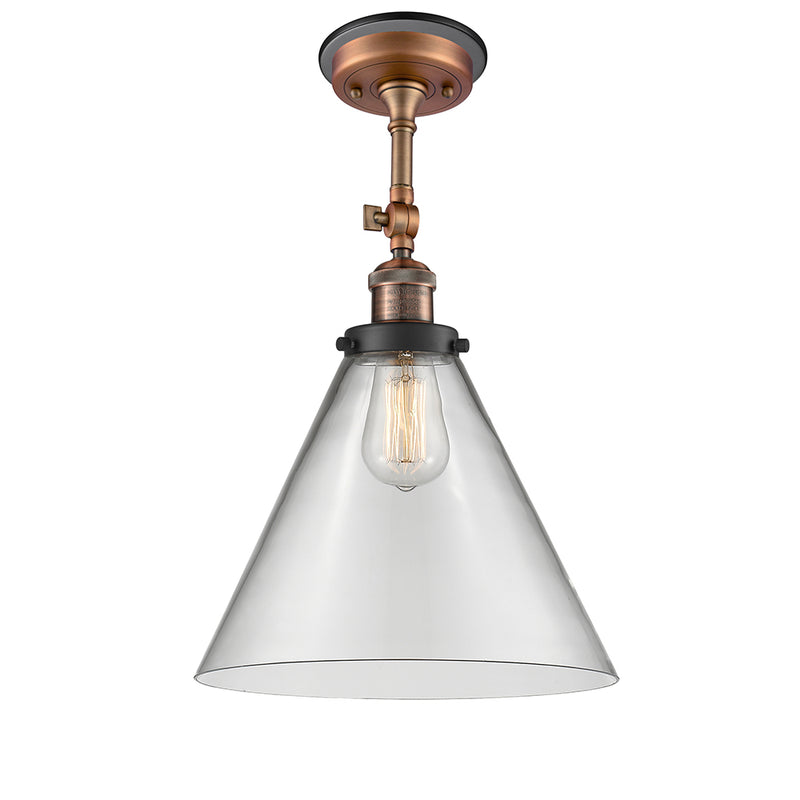 Cone Semi-Flush Mount shown in the Antique Copper finish with a Clear shade