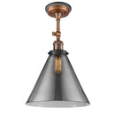 Cone Semi-Flush Mount shown in the Antique Copper finish with a Plated Smoke shade