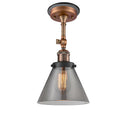 Cone Semi-Flush Mount shown in the Antique Copper finish with a Plated Smoke shade