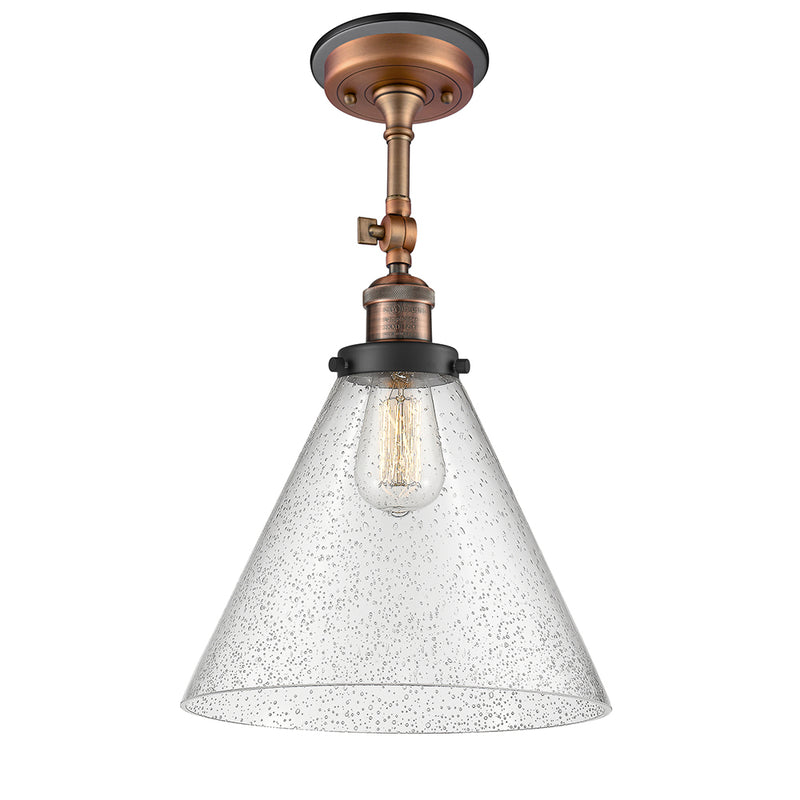 Cone Semi-Flush Mount shown in the Antique Copper finish with a Seedy shade