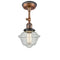 Oxford Semi-Flush Mount shown in the Antique Copper finish with a Seedy shade