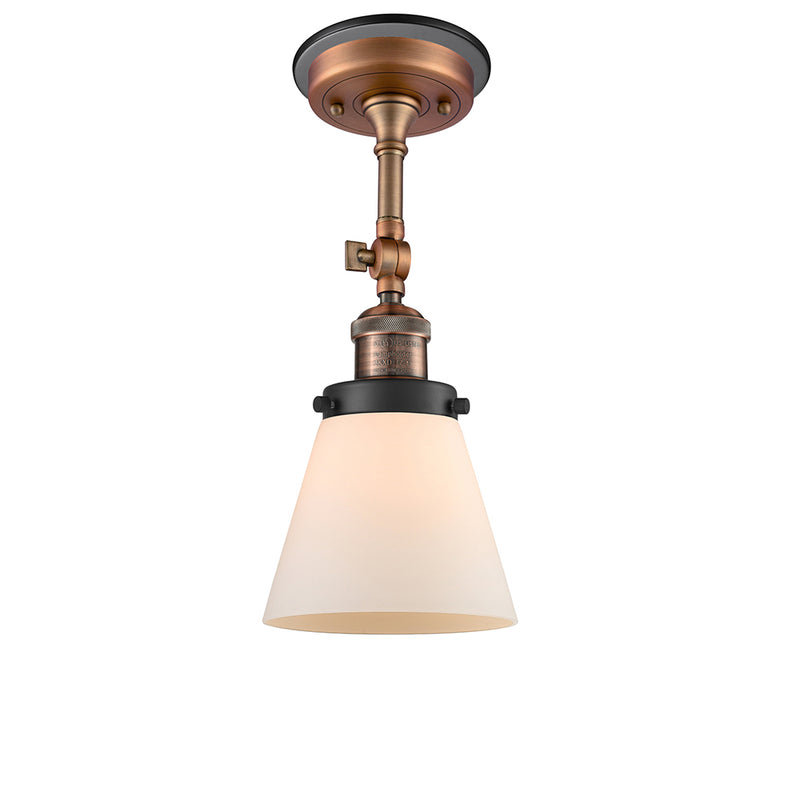 Cone Semi-Flush Mount shown in the Antique Copper finish with a Matte White shade