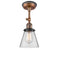 Cone Semi-Flush Mount shown in the Antique Copper finish with a Clear shade