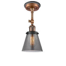 Cone Semi-Flush Mount shown in the Antique Copper finish with a Plated Smoke shade