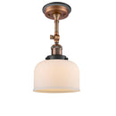 Bell Semi-Flush Mount shown in the Antique Copper finish with a Matte White shade