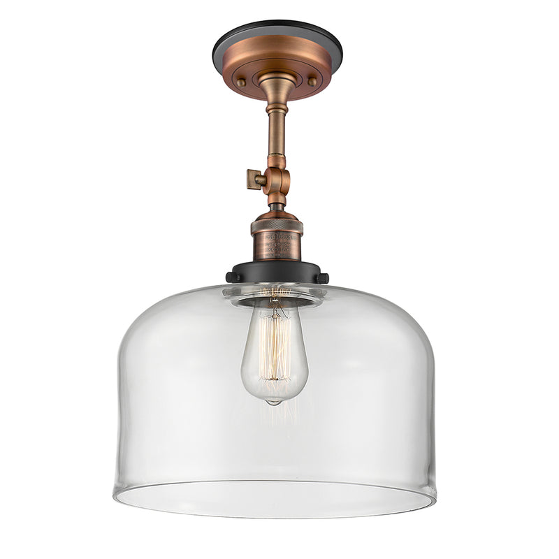 Bell Semi-Flush Mount shown in the Antique Copper finish with a Clear shade