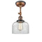 Bell Semi-Flush Mount shown in the Antique Copper finish with a Clear shade