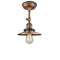 Railroad Semi-Flush Mount shown in the Antique Copper finish with a Antique Copper shade