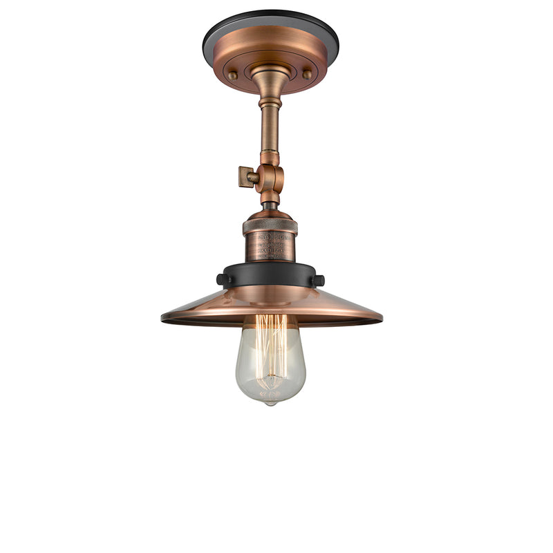 Railroad Semi-Flush Mount shown in the Antique Copper finish with a Antique Copper shade