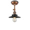 Railroad Semi-Flush Mount shown in the Antique Copper finish with a Polished Nickel shade