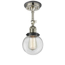 Beacon Semi-Flush Mount shown in the Polished Nickel finish with a Clear shade