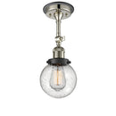 Beacon Semi-Flush Mount shown in the Polished Nickel finish with a Seedy shade