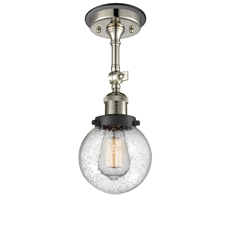 Beacon Semi-Flush Mount shown in the Polished Nickel finish with a Seedy shade