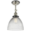 Seneca Falls Semi-Flush Mount shown in the Polished Nickel finish with a Clear Halophane shade