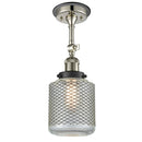 Stanton Semi-Flush Mount shown in the Polished Nickel finish with a Clear Wire Mesh shade