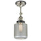 Stanton Semi-Flush Mount shown in the Polished Nickel finish with a Clear Wire Mesh shade