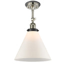 Cone Semi-Flush Mount shown in the Polished Nickel finish with a Matte White shade