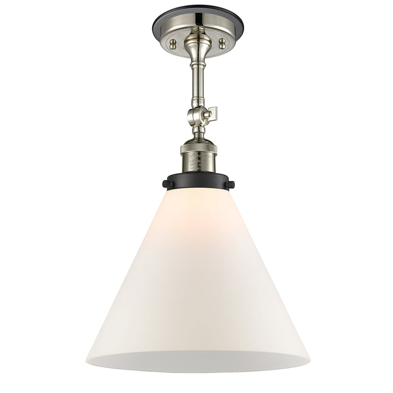 Cone Semi-Flush Mount shown in the Polished Nickel finish with a Matte White shade