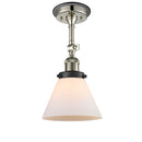 Cone Semi-Flush Mount shown in the Polished Nickel finish with a Matte White shade