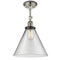 Cone Semi-Flush Mount shown in the Polished Nickel finish with a Clear shade