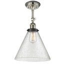 Cone Semi-Flush Mount shown in the Polished Nickel finish with a Seedy shade