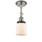 Bell Semi-Flush Mount shown in the Polished Nickel finish with a Matte White shade