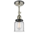 Bell Semi-Flush Mount shown in the Polished Nickel finish with a Clear shade