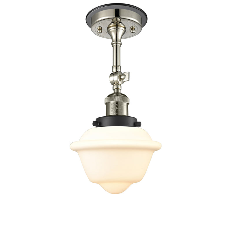 Oxford Semi-Flush Mount shown in the Polished Nickel finish with a Matte White shade