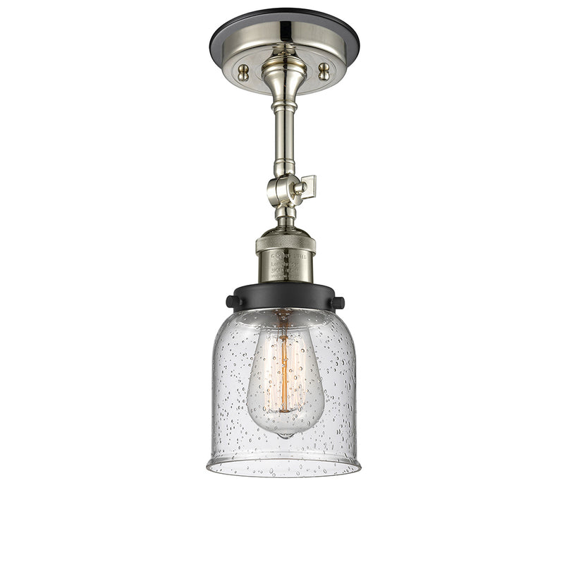 Bell Semi-Flush Mount shown in the Polished Nickel finish with a Seedy shade