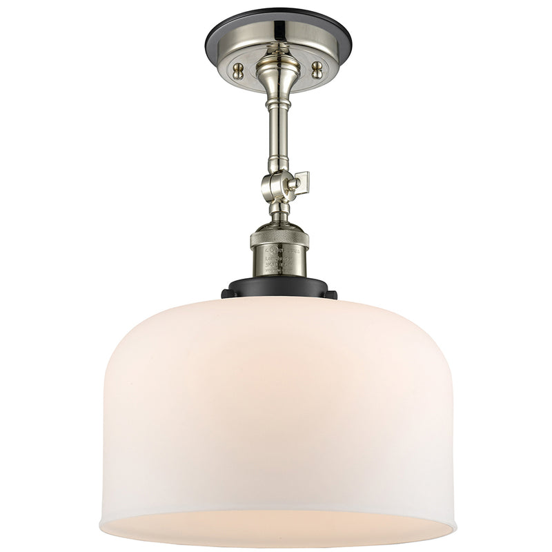 Bell Semi-Flush Mount shown in the Polished Nickel finish with a Matte White shade