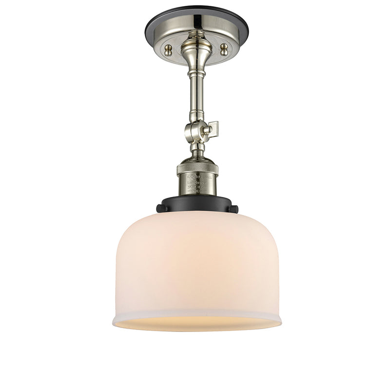 Bell Semi-Flush Mount shown in the Polished Nickel finish with a Matte White shade