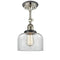 Bell Semi-Flush Mount shown in the Polished Nickel finish with a Clear shade