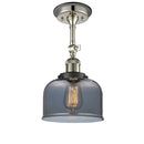 Bell Semi-Flush Mount shown in the Polished Nickel finish with a Plated Smoke shade