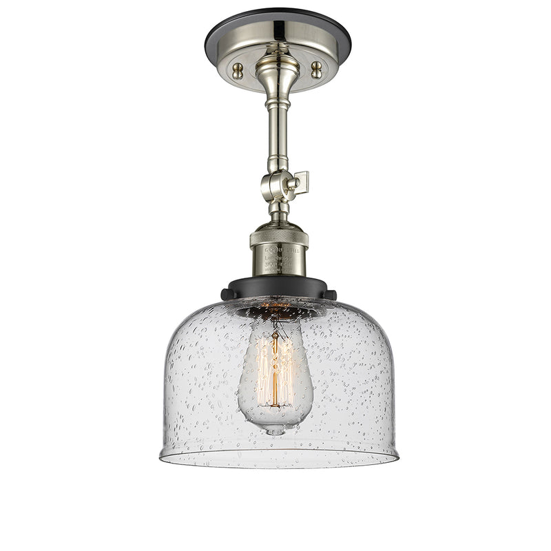 Bell Semi-Flush Mount shown in the Polished Nickel finish with a Seedy shade