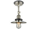 Railroad Semi-Flush Mount shown in the Polished Nickel finish with a Polished Nickel shade