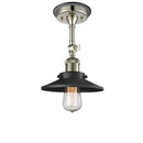 Railroad Semi-Flush Mount shown in the Polished Nickel finish with a Polished Nickel shade