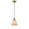 Fulton Mini Pendant shown in the Antique Brass finish with a Matte White shade